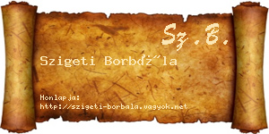Szigeti Borbála névjegykártya